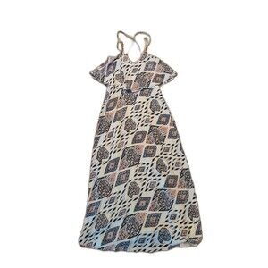 Vince Camuto Dress Womens 0 Maxi Ikat Spaghetti Strap Criss Cross Long Layered